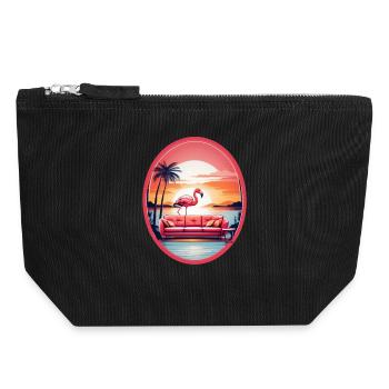 Flamingo Sofa - Canvas Zip Pouch 18 x 19 cm - black - Front