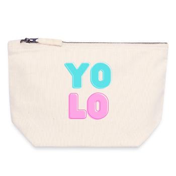 Cooles Candy YOLO Design - Canvas Reißverschluss-Täschchen (18 x 19 cm) - Naturweiß - Vorne