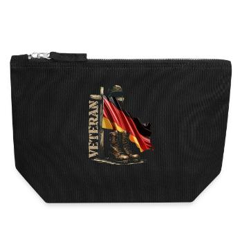 Gedenkflagge und Stiefel Veteranentag Veteran - Canvas Reißverschluss-Täschchen (18 x 19 cm) - Schwarz - Vorne