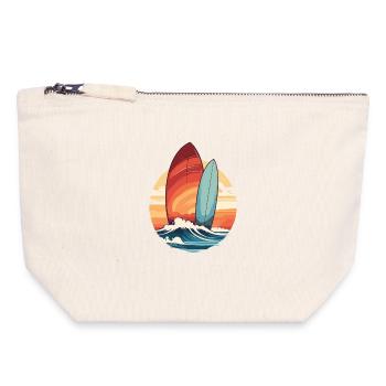 Surfbrett - Canvas Reißverschluss-Täschchen (18 x 19 cm) - Naturweiß - Vorne