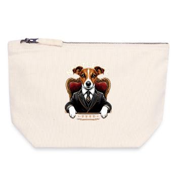 Jack Russell Terrier Suit Next Level Gift - Canvas Zip Pouch 18 x 19 cm - nature - Front