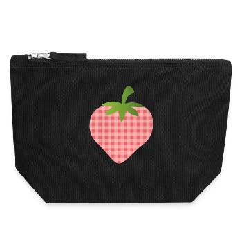 Strawberry with check pattern - personalizable - Canvas Zip Pouch 18 x 19 cm - black - Front