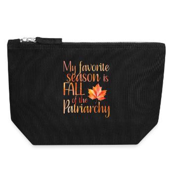 Ma saison préférée est la chute du patriarcat - Pochette zippée en toile 18 x 19 cm - noir - Devant