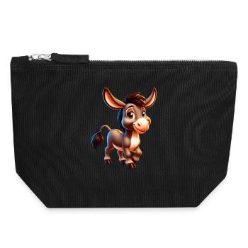 Esel-Maultier - Canvas Reißverschluss-Täschchen (18 x 19 cm) - Schwarz - Vorne
