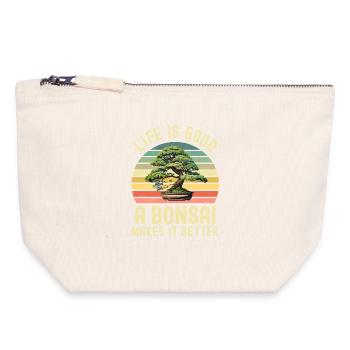 Bonsai Baum - Canvas Reißverschluss-Täschchen (18 x 19 cm) - Naturweiß - Vorne