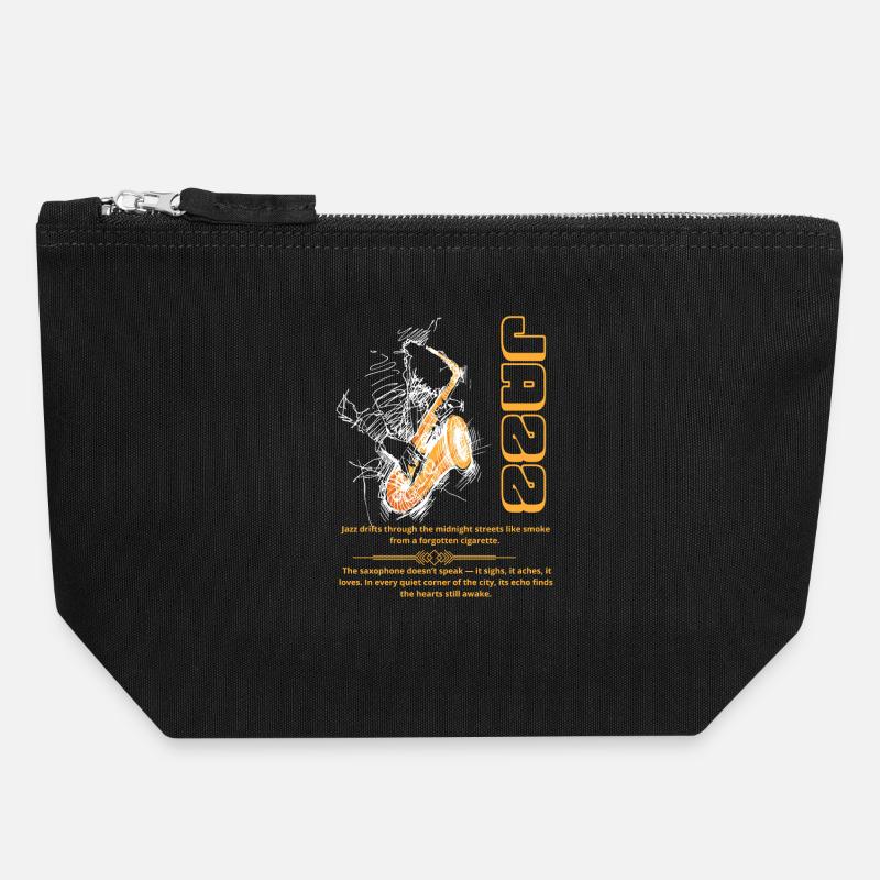 Le jazz dérive dans les rues de minuit comme un dragon - Pochette zippée en toile 18 x 19 cm - noir