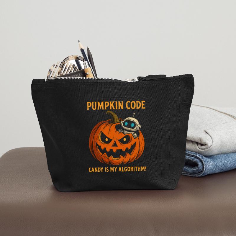 Pumpkin Code: Candy is My Algorithm ! Canvas Reißverschluss-Täschchen (18 x 19 cm)