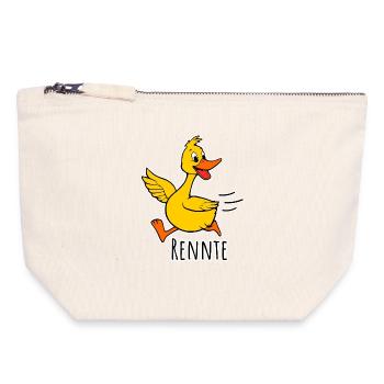 A cheerful little running duck - a race! - Canvas Zip Pouch 18 x 19 cm - nature - Front