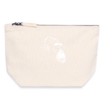 Headphone Monkey with Sunglasses - Canvas Zip Pouch 18 x 19 cm - nature - Front