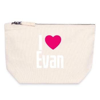I Love Evan Pinkes Herz Ich liebe Evan - Canvas Reißverschluss-Täschchen (18 x 19 cm) - Naturweiß - Vorne