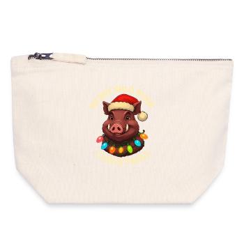Wild Boar Christmas Hunter Gift Hunting - Canvas Zip Pouch 18 x 19 cm - nature - Front