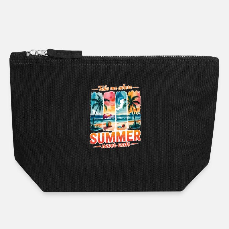 Take Me Where Summer Never Ends - Canvas Zip Pouch 18 x 19 cm - black