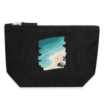 Beach Sea Palm Trees - Canvas Zip Pouch 18 x 19 cm - black - Front