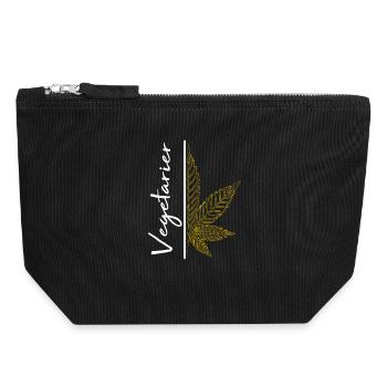 Vegetarian / cannabis / cannabis leaf / hemp - Canvas Zip Pouch 18 x 19 cm - black - Front