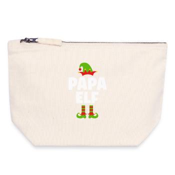 Christmas Funny Daddy Father Elf - Canvas Zip Pouch 18 x 19 cm - nature - Front