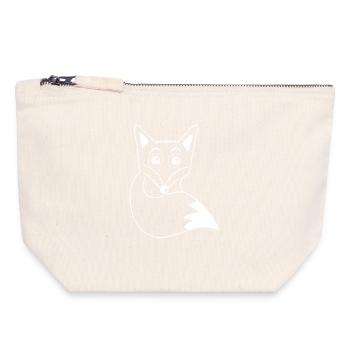 Cute White Fox - Canvas Zip Pouch 18 x 19 cm - nature - Front