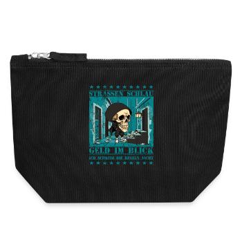 Straßen Skull - Canvas Reißverschluss-Täschchen (18 x 19 cm) - Schwarz - Vorne