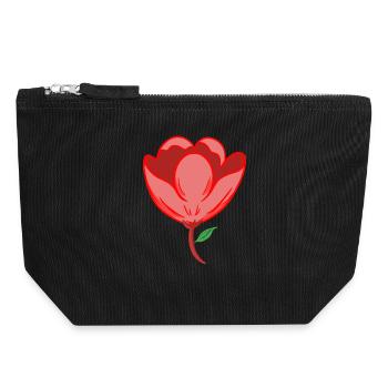 Fleur rouge - Pochette zippée en toile 18 x 19 cm - noir - Devant