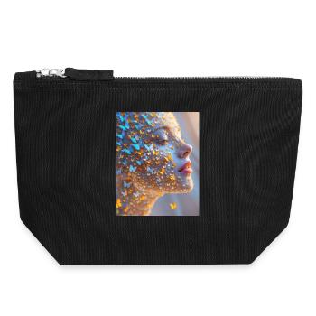 Art du visage de papillon - Pochette zippée en toile 18 x 19 cm - noir - Devant