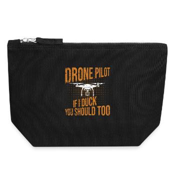 Pilote de drone si je me baisse, vous devriez aussi - Pochette zippée en toile 18 x 19 cm - noir - Devant