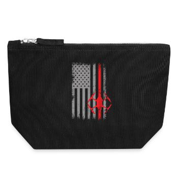 Pilote de drone américain avec drapeau américain - Pochette zippée en toile 18 x 19 cm - noir - Devant