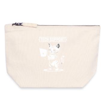 Funny Tech Support Cute Cat Ironic IT - Canvas Zip Pouch 18 x 19 cm - nature - Front