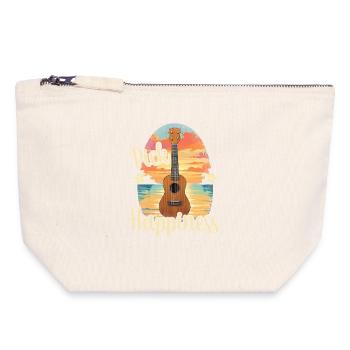 Choisissez le bonheur ! Ukulélé Coucher de soleil - Pochette zippée en toile 18 x 19 cm - blanc naturel - Devant
