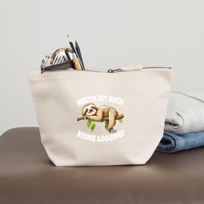 Hectic is also not a solution Sloth Canvas Zip Pouch 18 x 19 cm