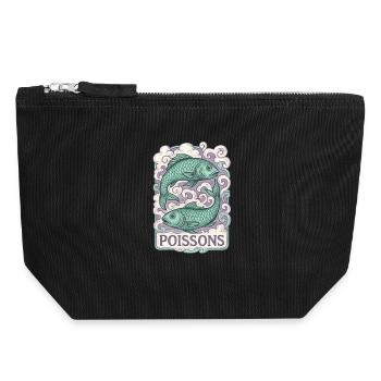 Pisces Star Sign - Astrology - Canvas Zip Pouch 18 x 19 cm - black - Front