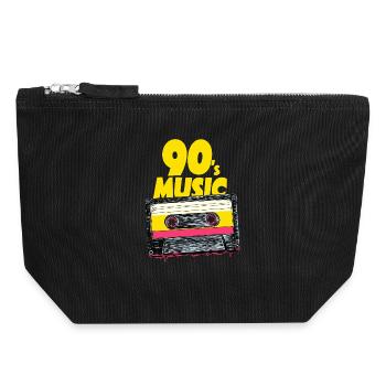 90's Music mit retro Tape Audio Kassette - Canvas Reißverschluss-Täschchen (18 x 19 cm) - Schwarz - Vorne