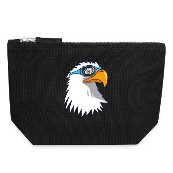 Aigle et lunettes galactiques - Pochette zippée en toile 18 x 19 cm - noir - Devant