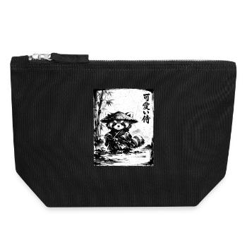 Samurai Roter Panda Sumi-e Tuschezeichnung - Canvas Reißverschluss-Täschchen (18 x 19 cm) - Schwarz - Vorne