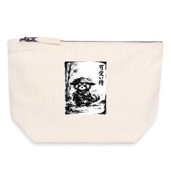 Samurai Roter Panda Sumi-e Tuschezeichnung - Canvas Reißverschluss-Täschchen (18 x 19 cm) - Naturweiß - Vorne