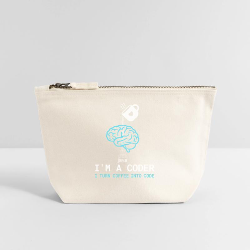 T-shirt Coder : Du café dans le code – Nerdy Programmie Pochette zippée en toile 18 x 19 cm