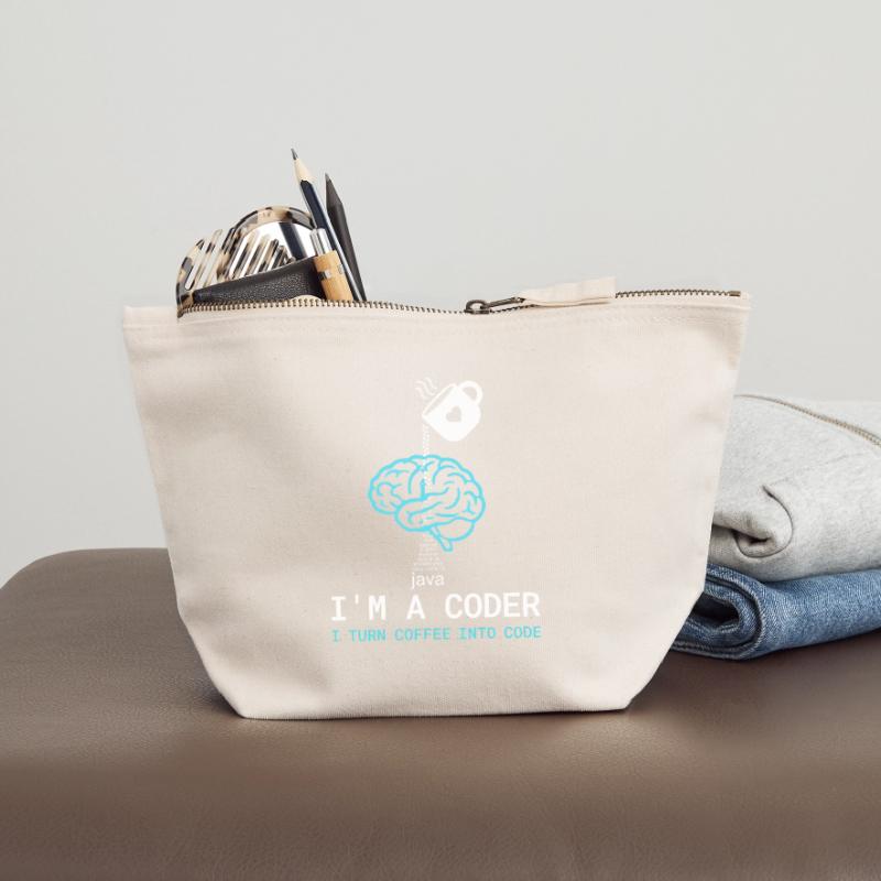Coder T-Shirt: Coffee into Code – Nerdy Programmie Canvas Zip Pouch 18 x 19 cm
