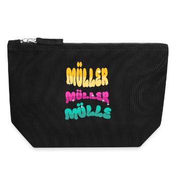 Nom de famille Müller - Pochette zippée en toile 18 x 19 cm - noir - Devant