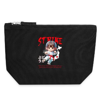 Chibi Karateheld Strike - Canvas Reißverschluss-Täschchen (18 x 19 cm) - Schwarz - Vorne