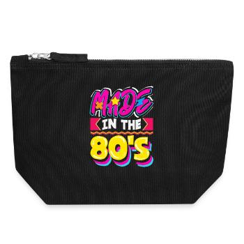 Retour rétro au design vintage des années 80 - Pochette zippée en toile 18 x 19 cm - noir - Devant