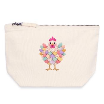 Cute Patchwork Hen Rustic Style - Canvas Zip Pouch 18 x 19 cm - nature - Front