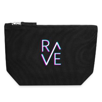 Festival Rave Techno Fête Néon - Pochette zippée en toile 18 x 19 cm - noir - Devant
