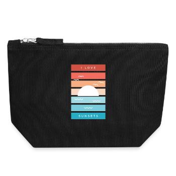 I Love Sunsets Quote for Beach Lovers - Canvas Zip Pouch 18 x 19 cm - black - Front