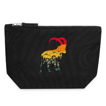 Steinbock, Wandern, Berge - Canvas Reißverschluss-Täschchen (18 x 19 cm) - Schwarz - Vorne