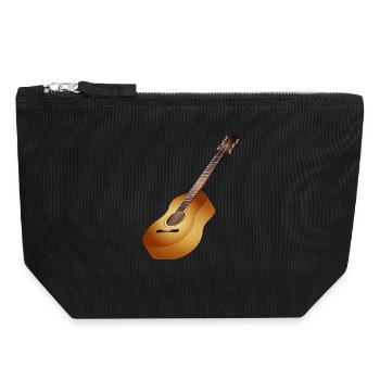 schöne 3D Akustikgitarre in warmen Farbtönen - Canvas Reißverschluss-Täschchen (18 x 19 cm) - Schwarz - Vorne