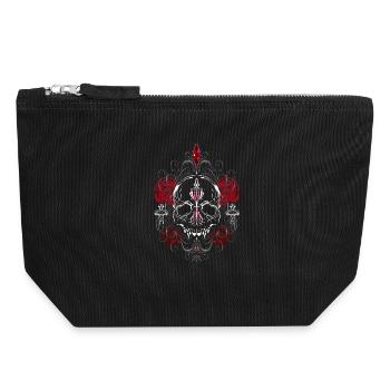 Skull with Red Roses Gothic Ästhetik - Canvas Reißverschluss-Täschchen (18 x 19 cm) - Schwarz - Vorne