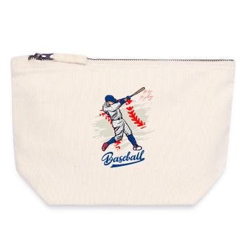 Dynamic Baseball Swing Illustration - Canvas Zip Pouch 18 x 19 cm - nature - Front