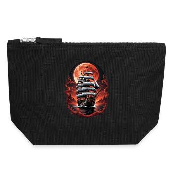 Piraten Schiff Blutmond Gothic Fantasy Design - Canvas Reißverschluss-Täschchen (18 x 19 cm) - Schwarz - Vorne