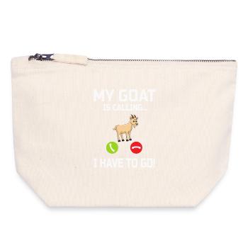 Chèvre - Pochette zippée en toile 18 x 19 cm - blanc naturel - Devant