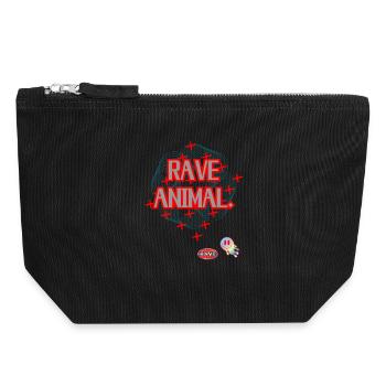 RAVE ANIMAL – Techno Streetwear Design - Pochette zippée en toile 18 x 19 cm - noir - Devant