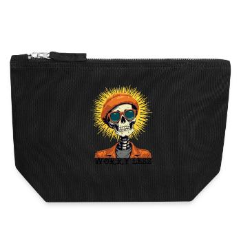 Squelette avec cheveux en cuir verni Sunset - Pochette zippée en toile 18 x 19 cm - noir - Devant