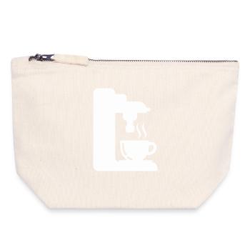 Espresso Machine Outline Coffee Illustration - Canvas Zip Pouch 18 x 19 cm - nature - Front